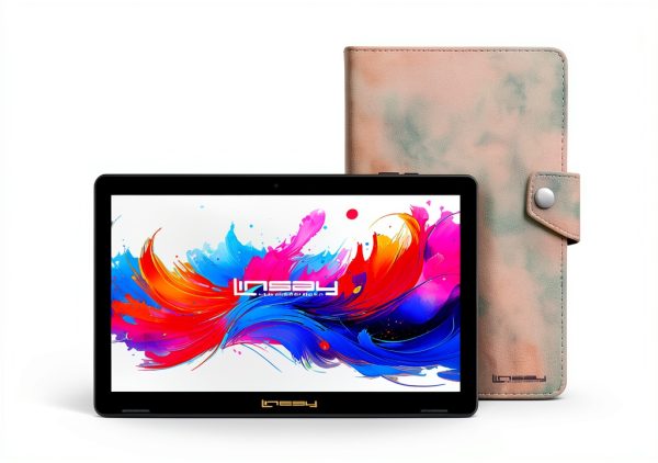 LINSAY 10.1 Inch Android 15 Tablet 256GB SSD Pink Marble-1