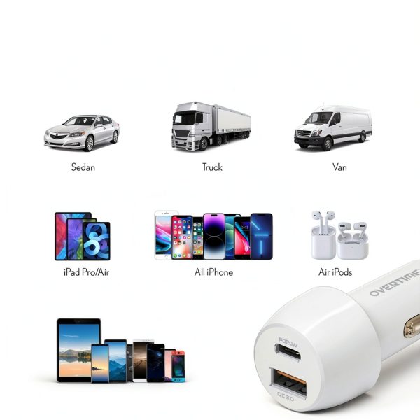 Overtime USB Car Charger Fast Dual Charging Universal-8