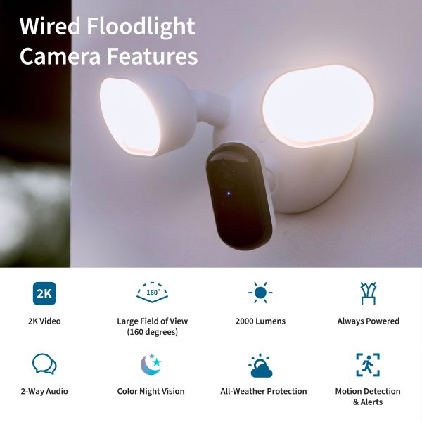 Arlo Wired Floodlight Security Camera FLW2001 White-1