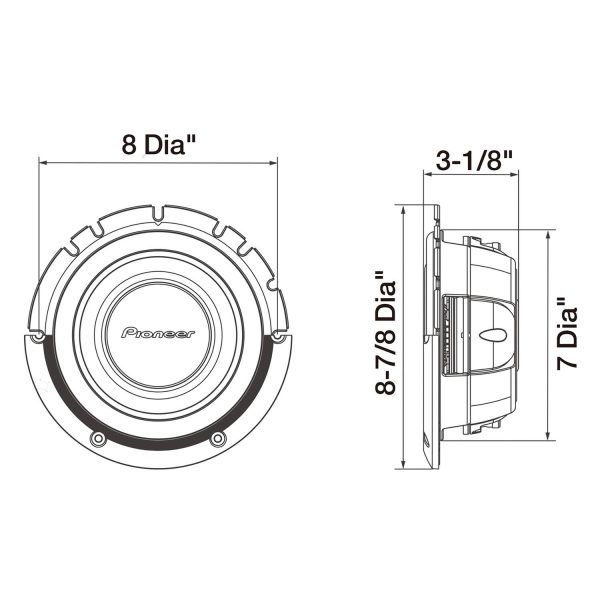 Pioneer A Series Shallow Mount Subwoofer 8 Inch 700W-2