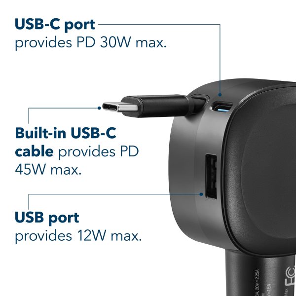 Insignia 75W Retractable Car Charger for Smartphones Tablets-3