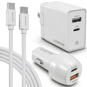Overtime Fast Charger Kit 38W Wall Car Charger USB C Cables-0