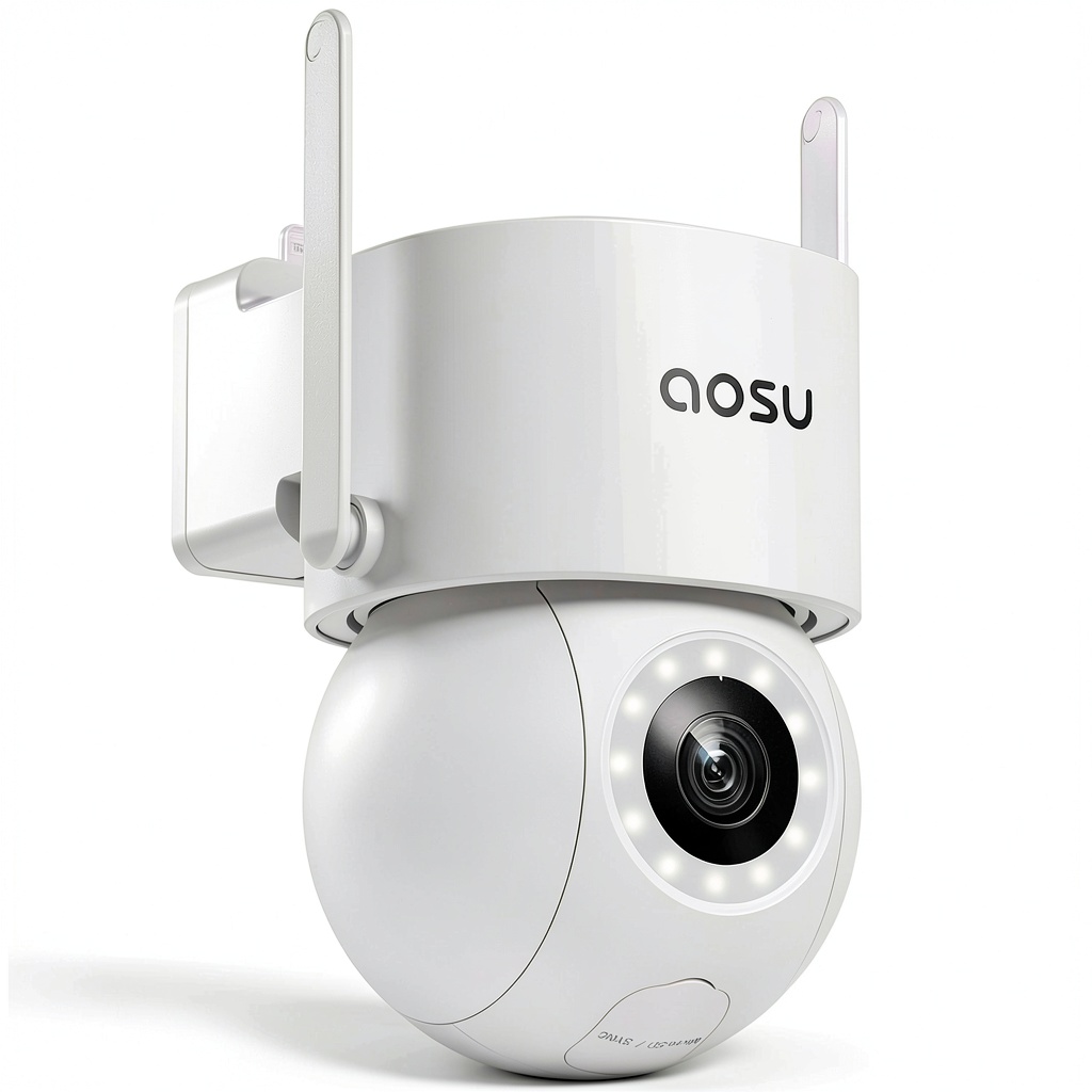 Installing AOSU Outdoor AI Security Camera 360 Coverage Dual Night on a wooden desk