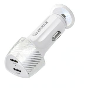 Esoulk 40W Dual USB-C Car Charger Fast Charging Carbon Fiber-0