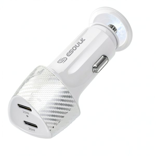 Esoulk 40W Dual USB-C Car Charger Fast Charging Carbon Fiber-0