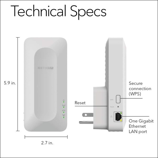 NETGEAR AX3000 Wi-Fi 6 Mesh Extender Wall Plug Range-6