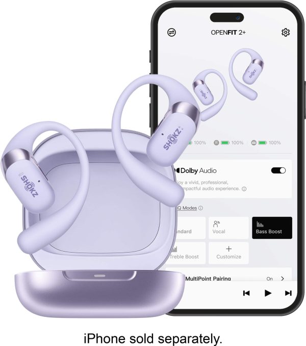 Shokz OpenFit 2+ Open Ear Wireless Earbuds Black Gray Purple-3