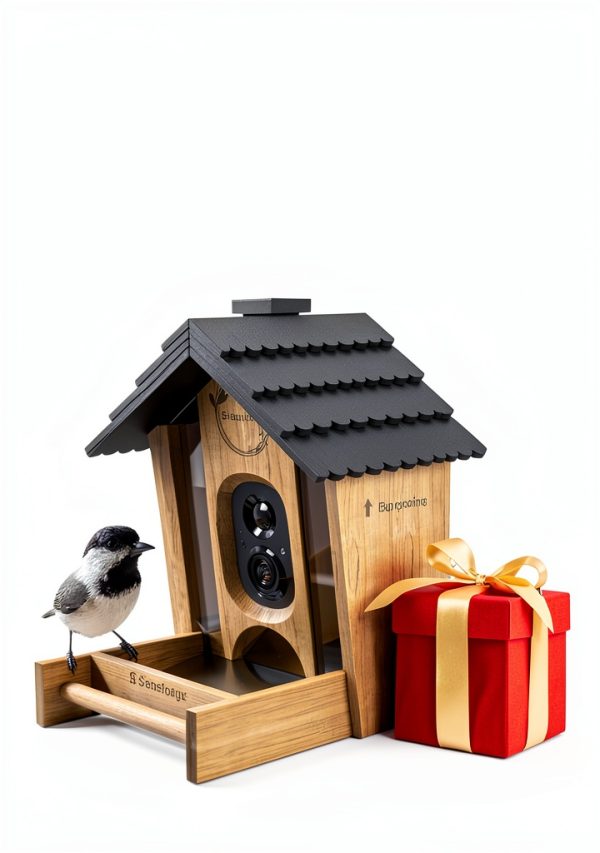 Sensforge Smart AI Bird Feeder Camera Solar Wooden Outdoor-0