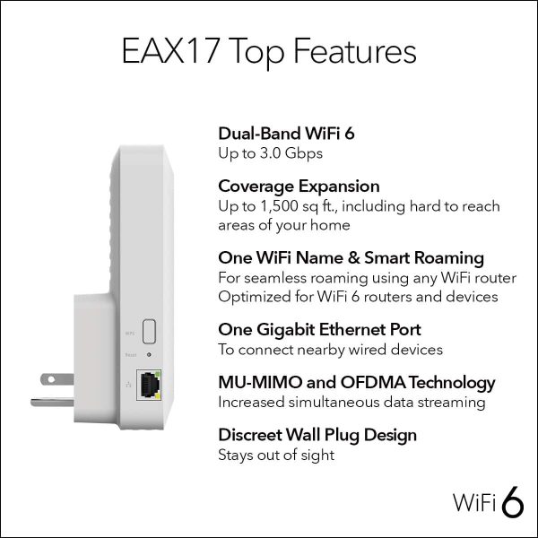 NETGEAR AX3000 Wi-Fi 6 Mesh Extender Wall Plug Range-5