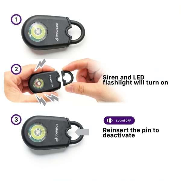 Fosmon Personal Alarm 130dB Waterproof Self Defense Keychain-3