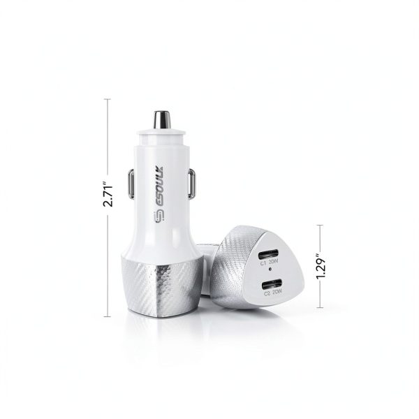 Esoulk 40W Dual USB-C Car Charger Fast Charging Carbon Fiber-4