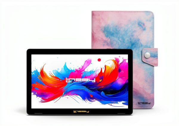 LINSAY 10.1 Inch Android 15 Tablet 256GB SSD Pink Marble-0