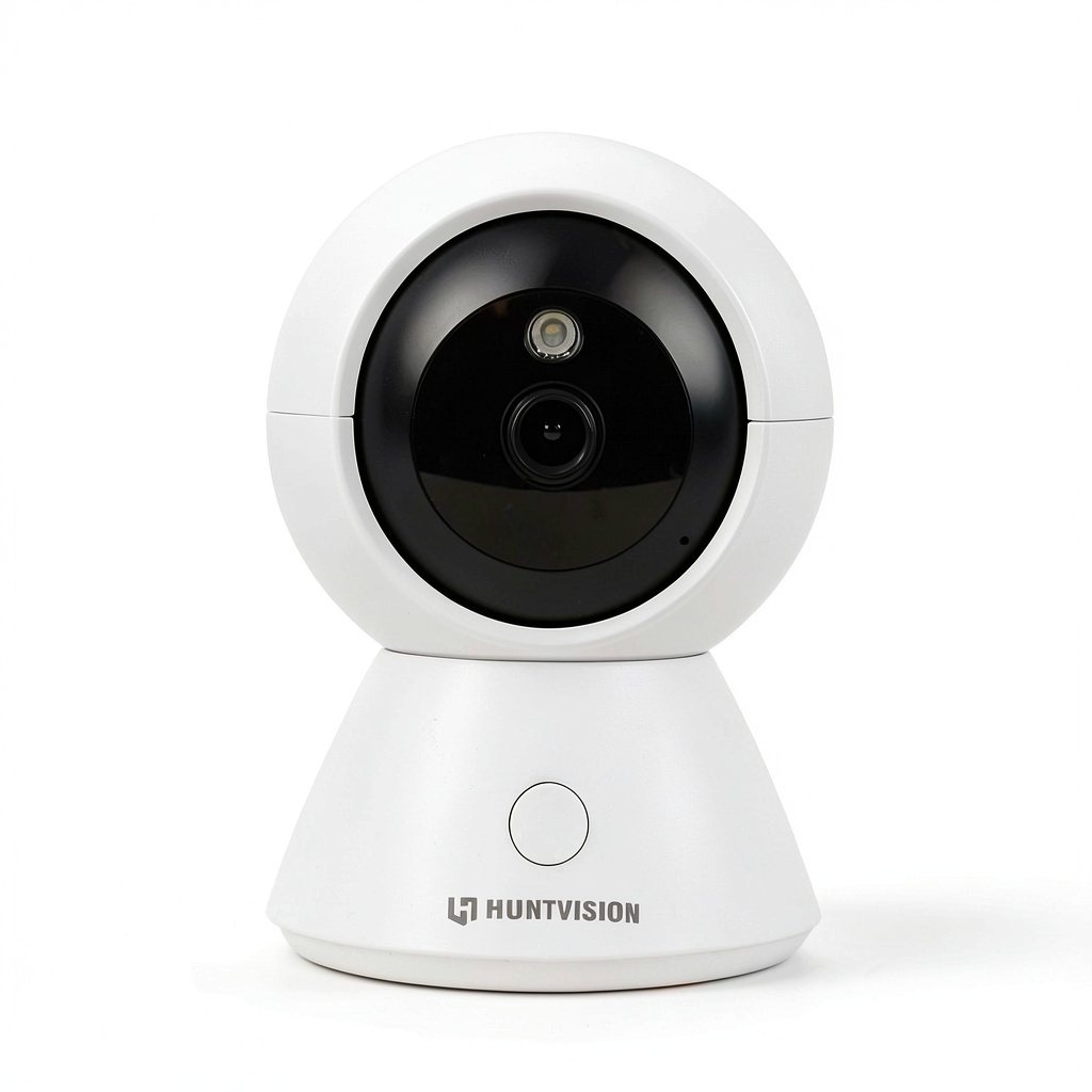 HUNTVISION E3 W camera displaying live feed on a smartphone