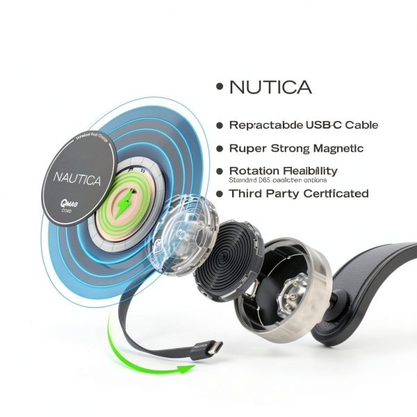 Nautica Turan QMAG Wireless Magnetic Car Charger Phone Mount-6