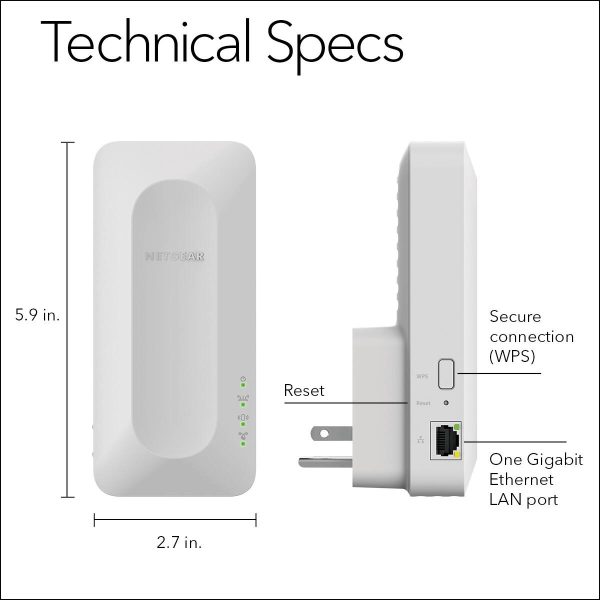 NETGEAR EAX12 AX1600 WiFi 6 Mesh Wall Plug Range Extender-6
