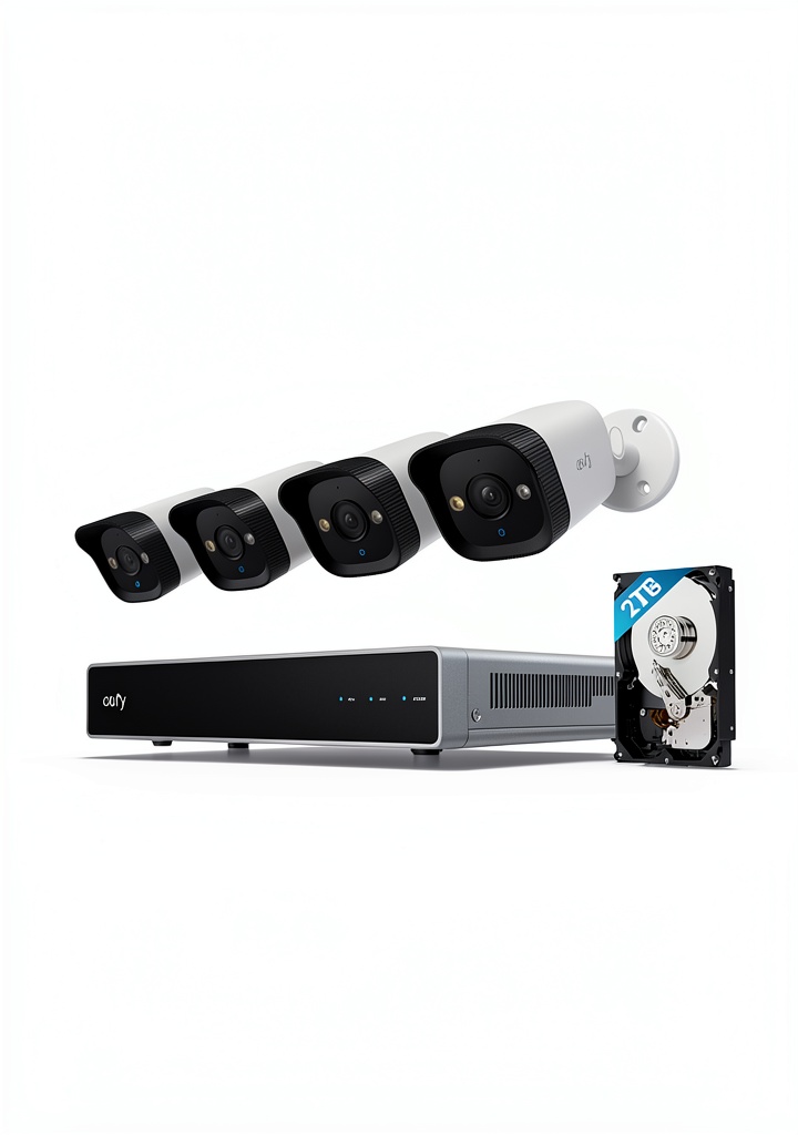 eufy PoE NVR E40 security camera system installed on a building exterior