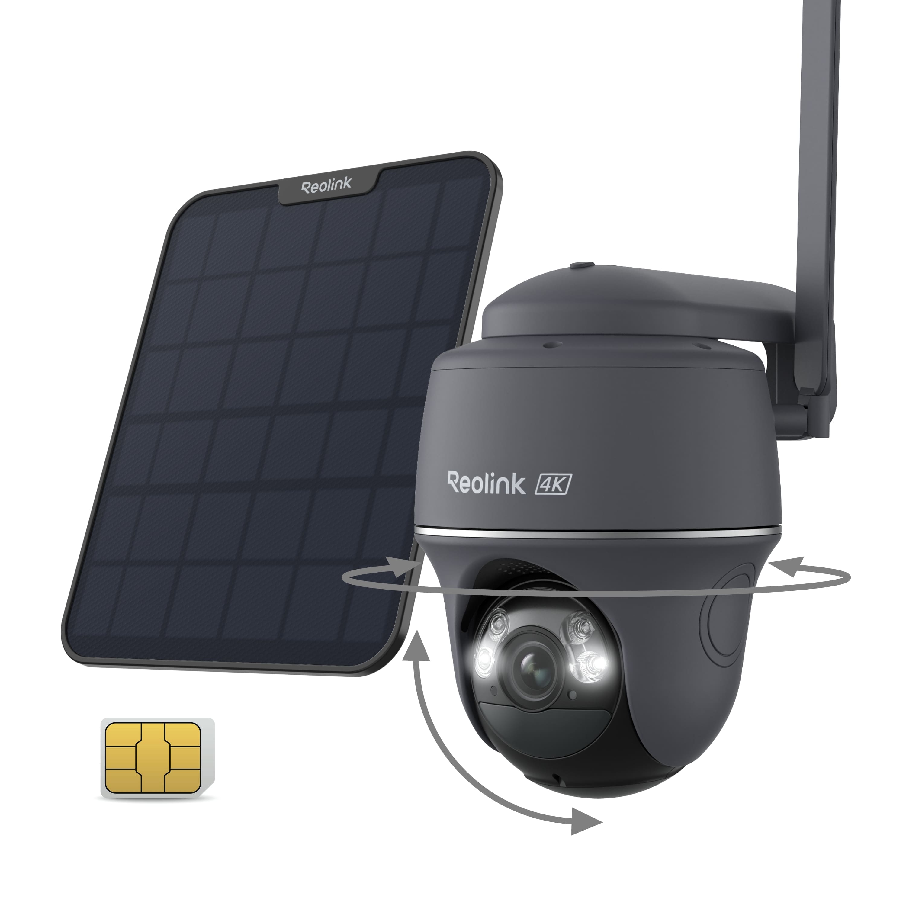 Reolink G440 4K solar security camera mounted on wooden fence with solar panel angled toward sun